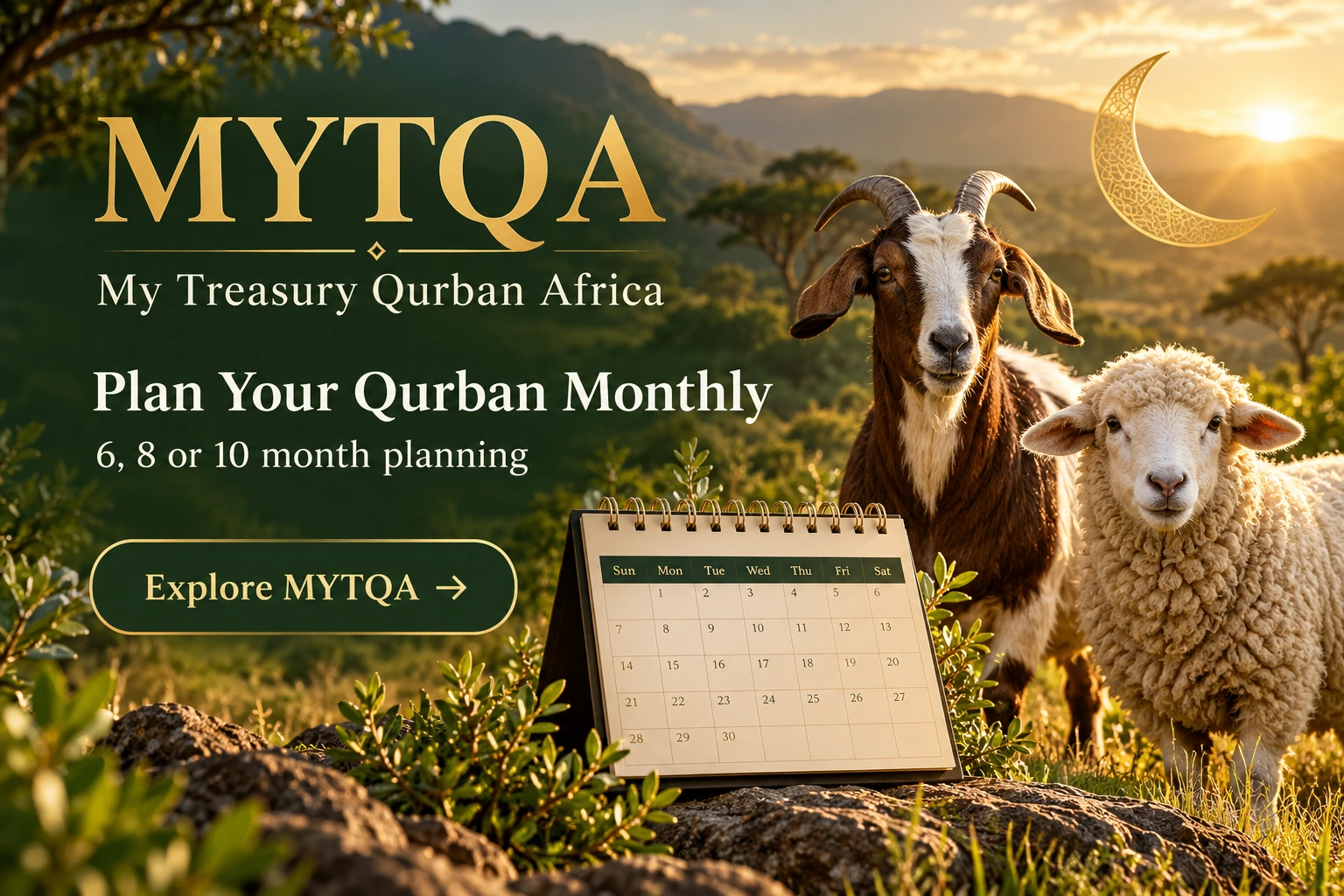 MYTQA — My Treasury Qurban Africa. Plan your Qurban monthly over 6, 8 or 10 months.